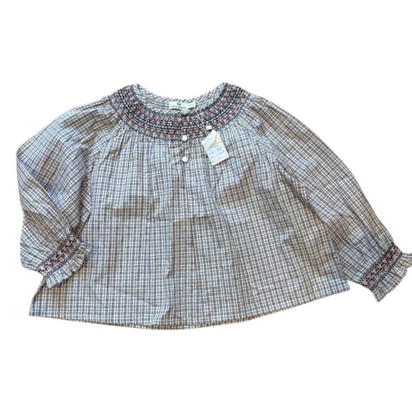 Early Sunday Girls Plaid Smocked Top Long Sleeve Cotton Blend Size 5Y - Picture 2 of 6
